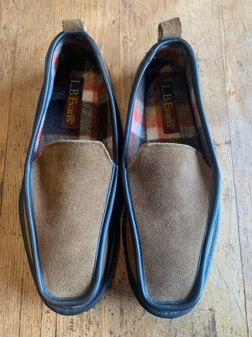 L.B. Evans Men's Brown Suede Slip-On Loafers with Black Trim